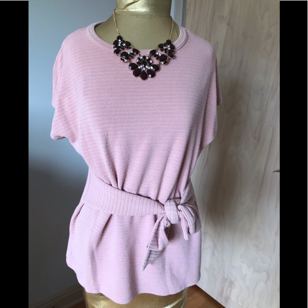 Tahari Tie Pink Top